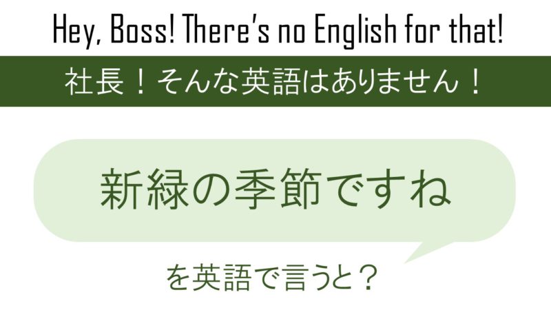 新緑の季節ですねを英語で言うと 英会話研究所