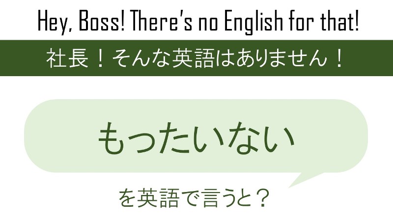 もったいないを英語で言うと