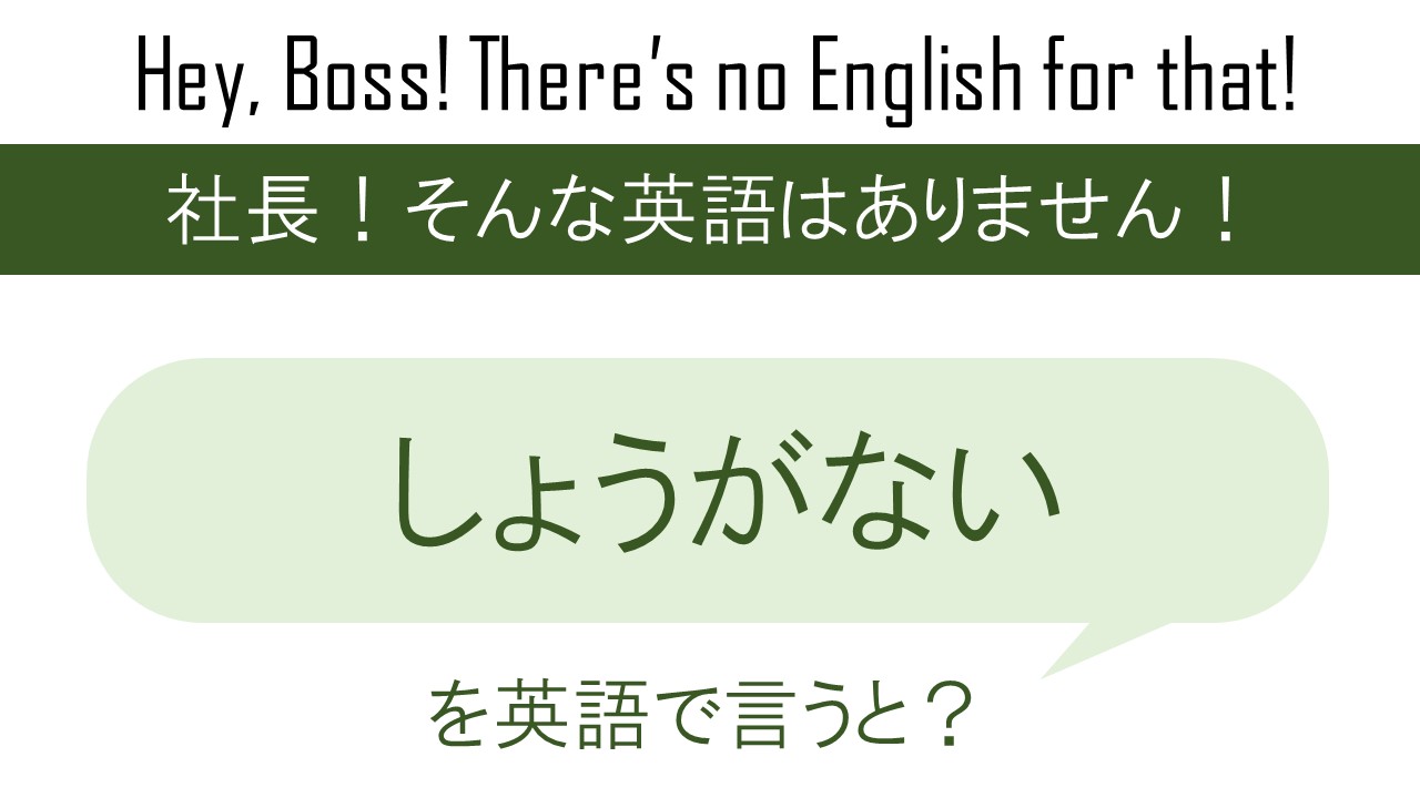 しょうがないを英語で言うと 英会話研究所